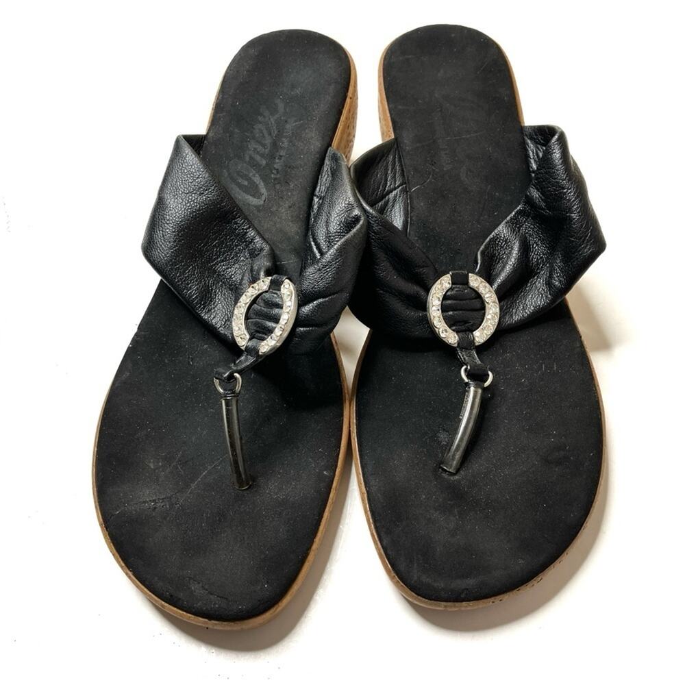 Onex | Embellished Cork Heel Black Sandals 11
